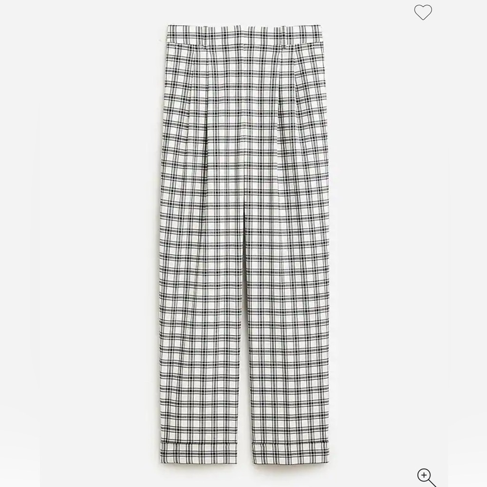 J. Crew Collection Black & White Plaid Wide-Leg Pants Size 10